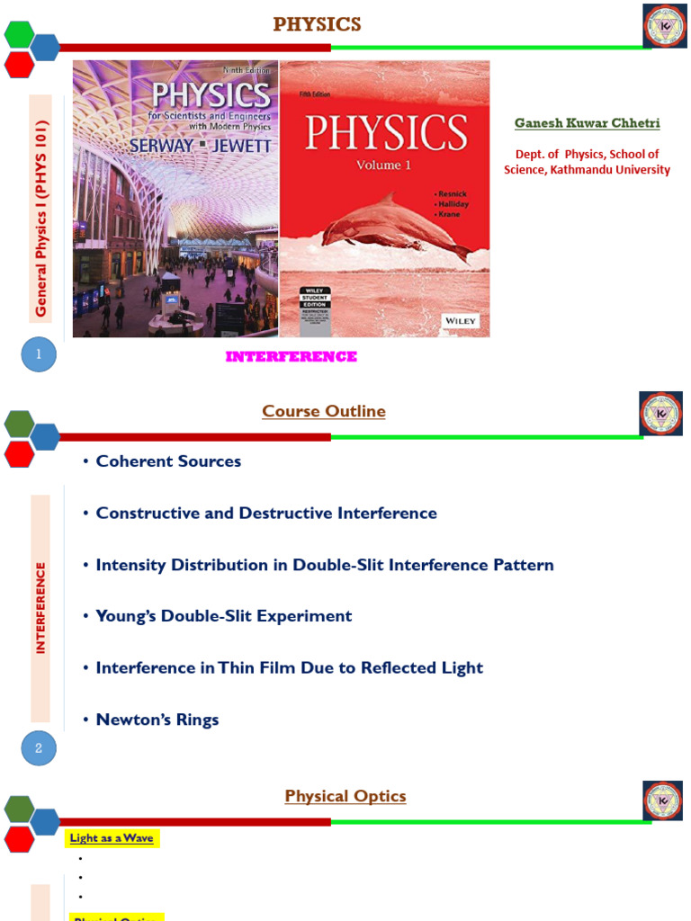 Lecture On Interference | PDF | Coherence (Physics) | Light
