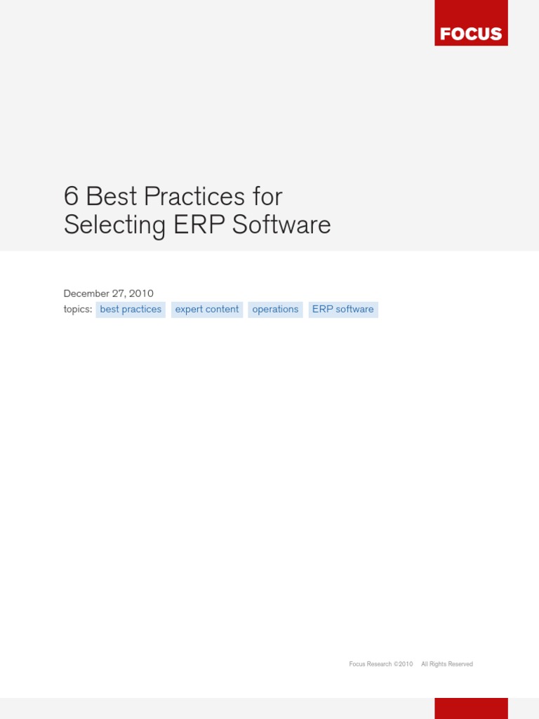 Six Best Practices For Selecting Erp Software | PDF