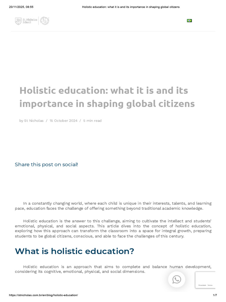 Holistic Education - What It Is and Its Importance in Shaping Global ...