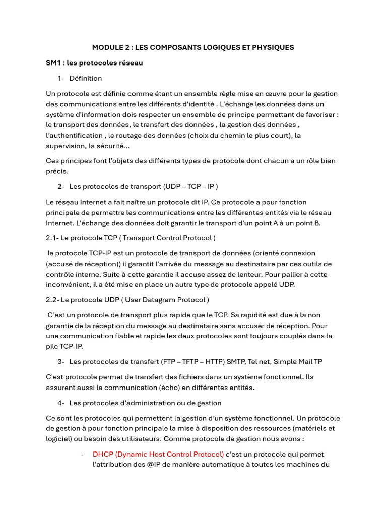 MODULE 2 Les Composants Logiques Et Physiques | PDF | Suite des ...