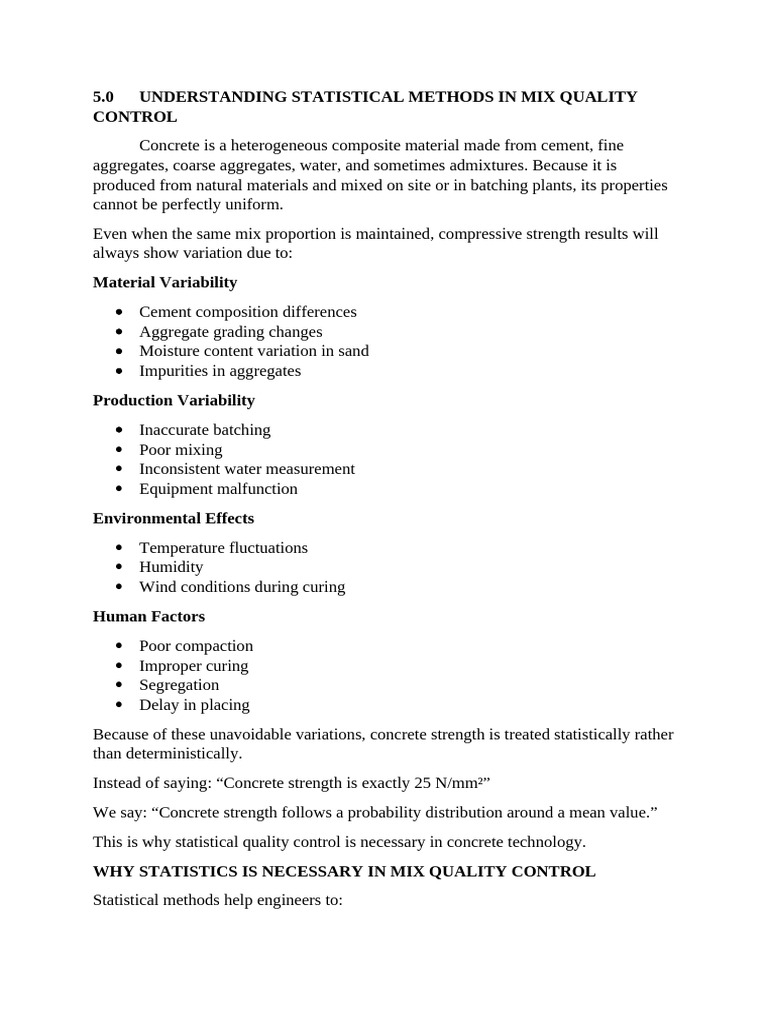 Understanding Statistical Methods in Mix Quality Control | PDF ...