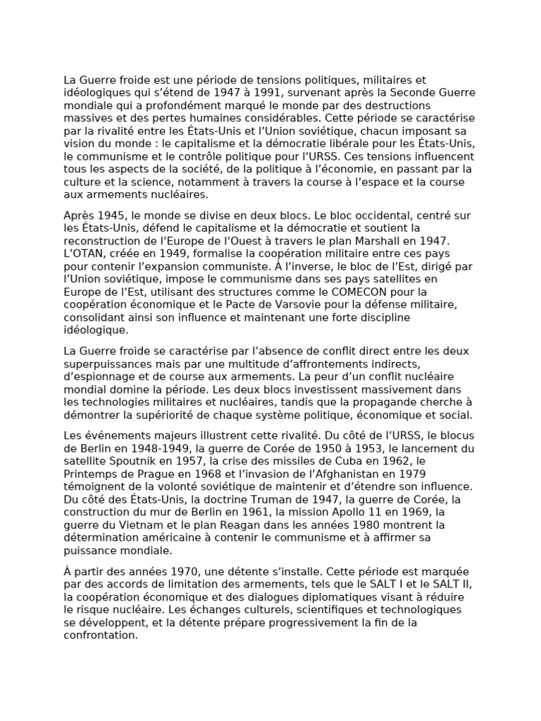 Blocs Et Guerre Froide | PDF | Guerre froide | Bloc de l'Est