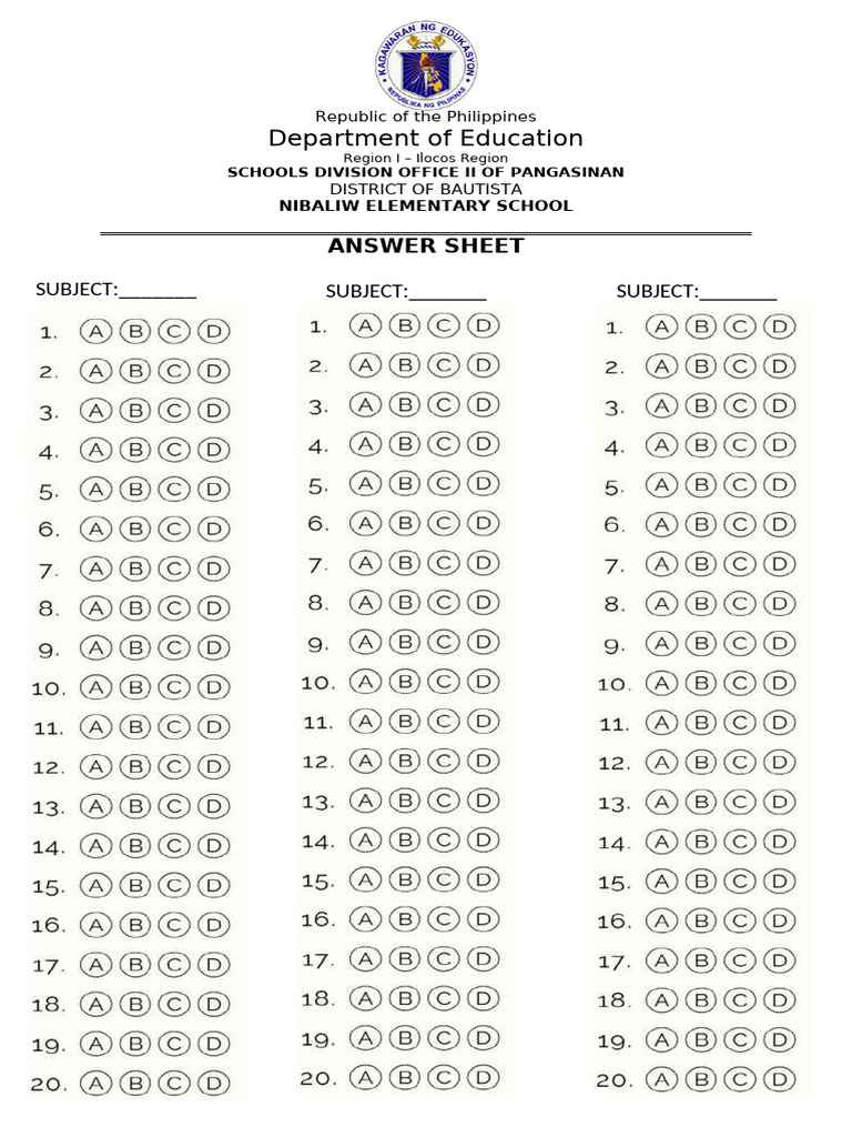 Shading Answer Sheet | PDF