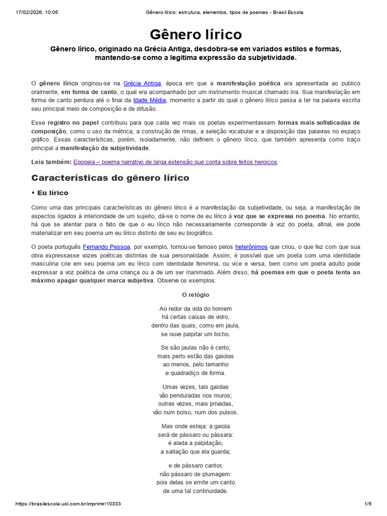 Gênero Lírico - Estrutura, Elementos, Tipos de Poemas - Brasil Escola ...