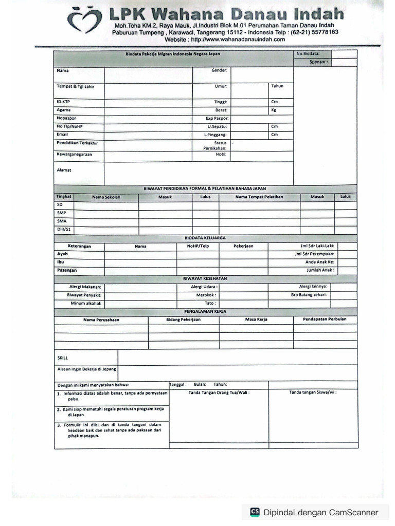 Biodata LPK | PDF