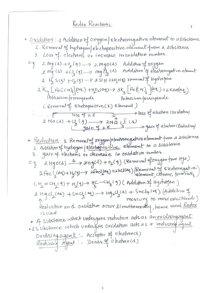 Redox Notes | PDF