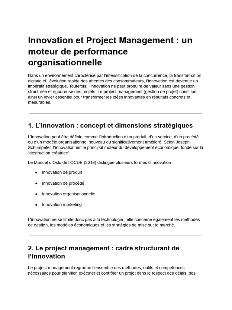 Innovation Et Project Management | PDF | Innovation | Méthode agile