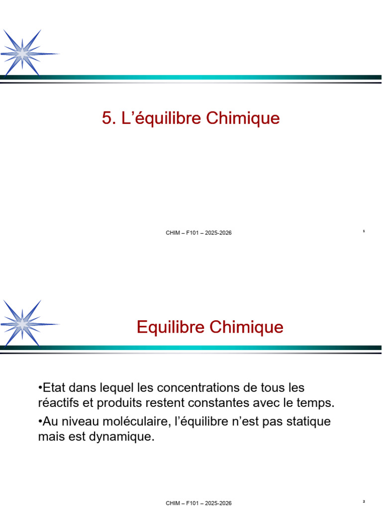 Chapitre 5 - Equilibre Chimique | PDF | Équilibre chimique | Chimie ...