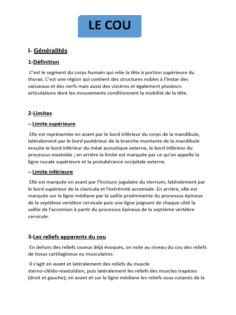 LE COU Intro | PDF | Cou | Vertèbre