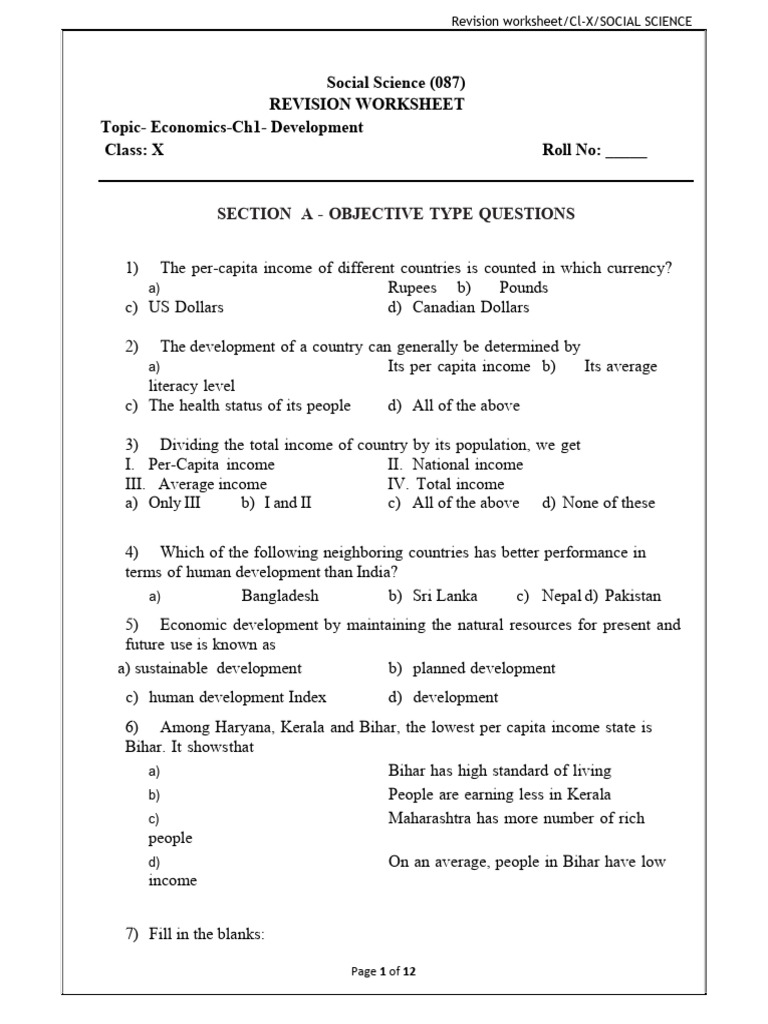 CL-X Eco Ch1-Revision Worksheet | PDF | Body Mass Index | Renewable ...