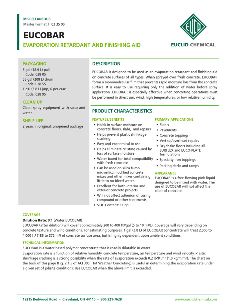 Concrete Evaporation Retardant | PDF | Concrete | Water