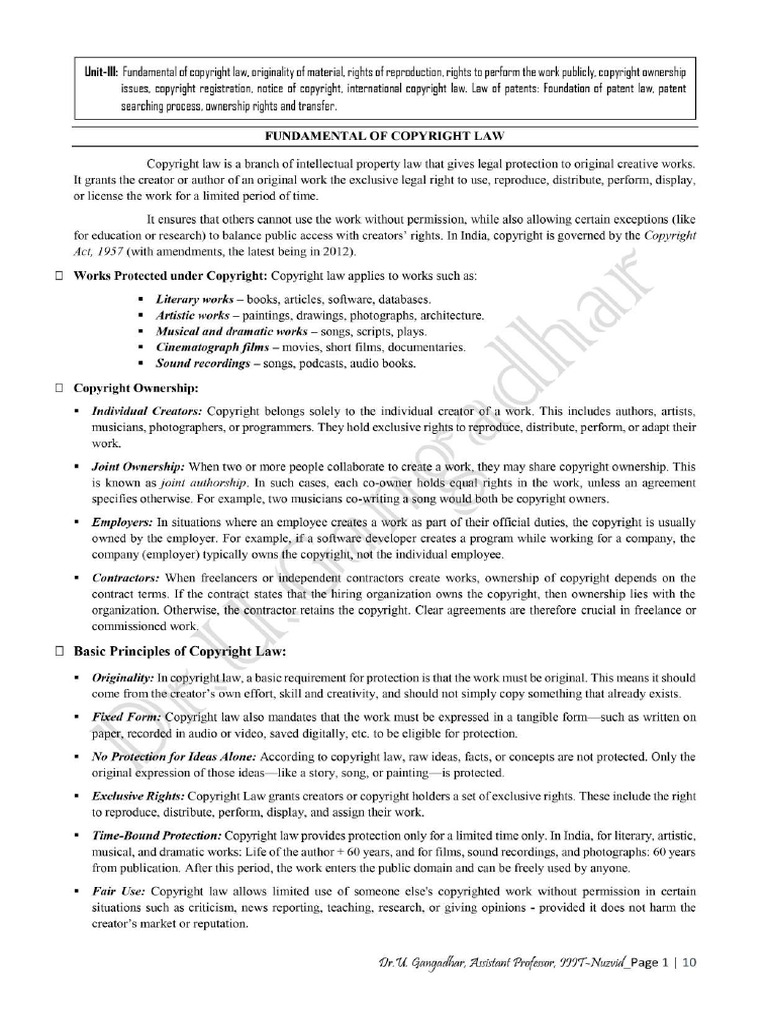 IPR Unit-3 Student Copy I | PDF