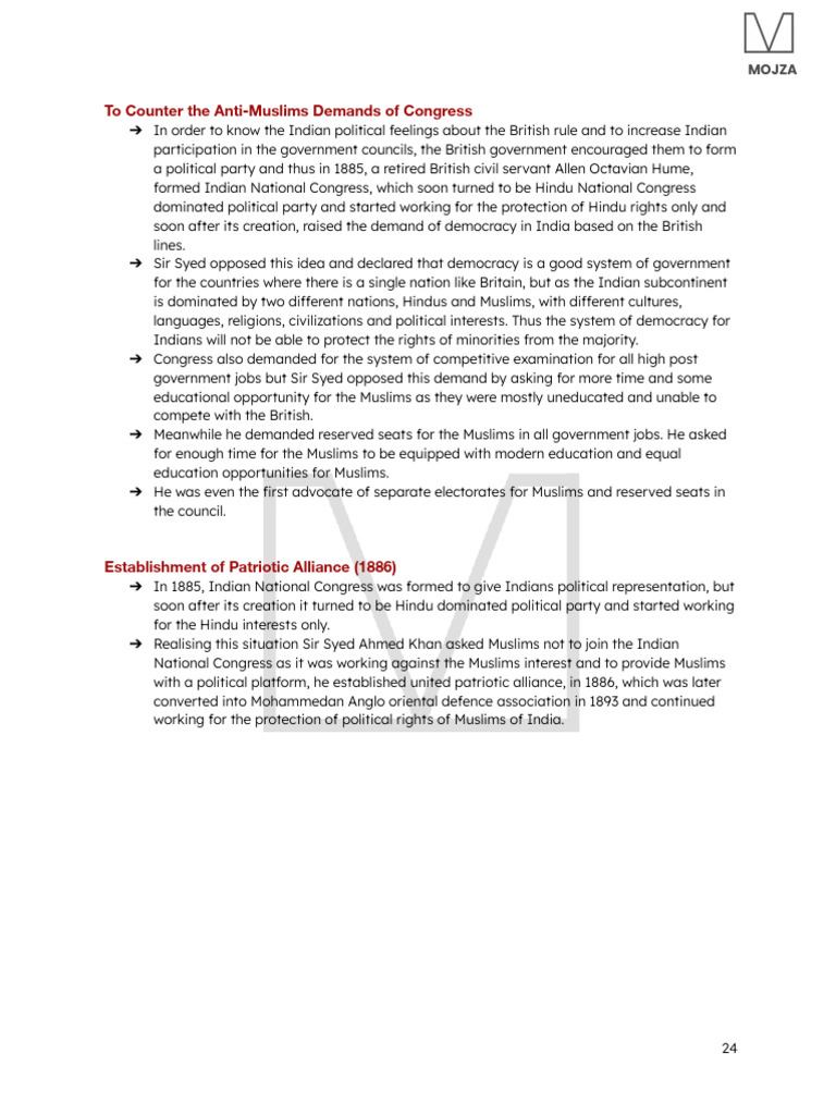 History Mock Notes | PDF | Partition Of India | All India Muslim League