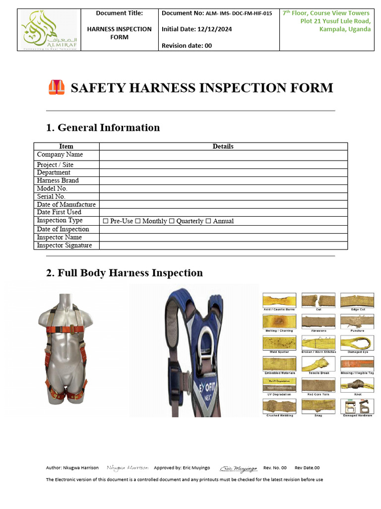 ? Safety Harness Inspection Form | PDF