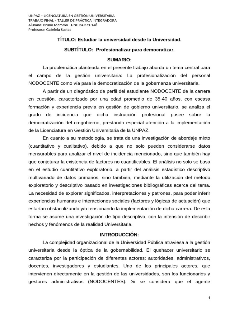 TP Final LGU 2º Envío - Bruno Memmo | PDF | Datos | Gobernancia