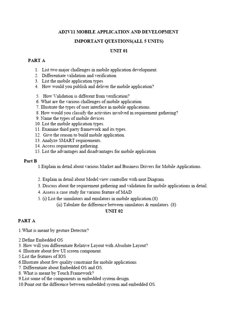 Mad Important Questions | PDF