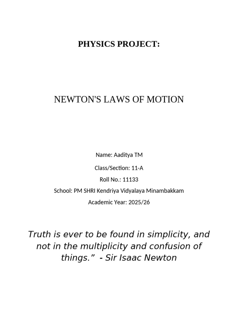 Newtons Laws of Motion 8page Decorative Project | PDF | Force | Newton ...