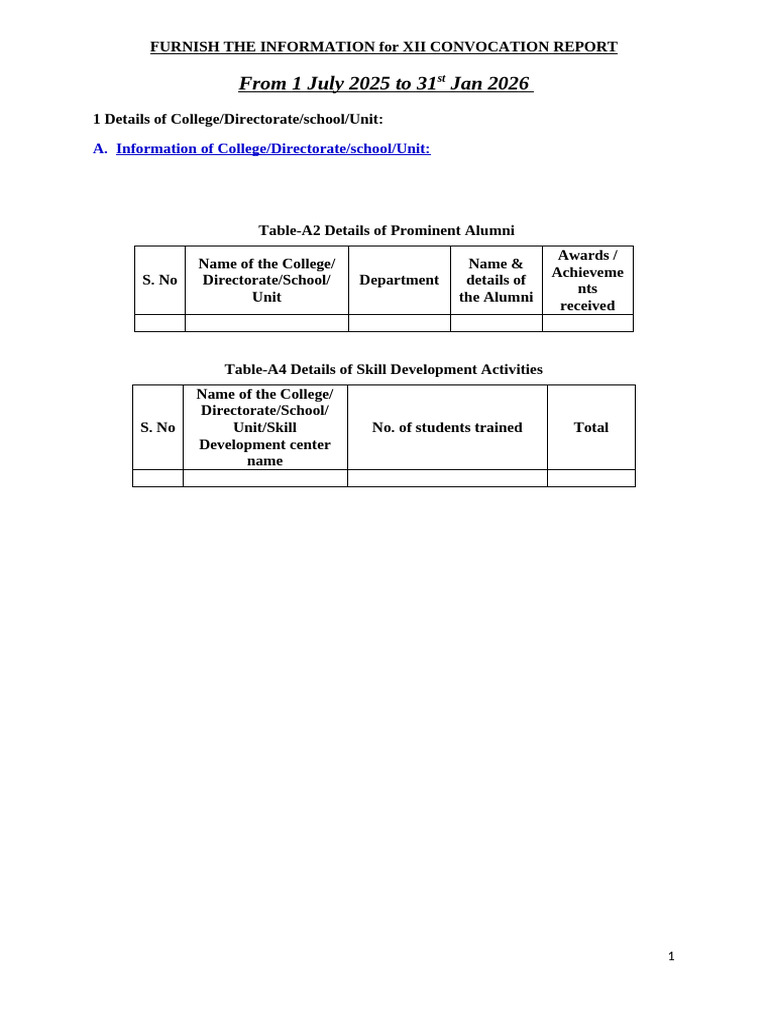 Draft-Format For XII Convocation - Department | PDF | Academia