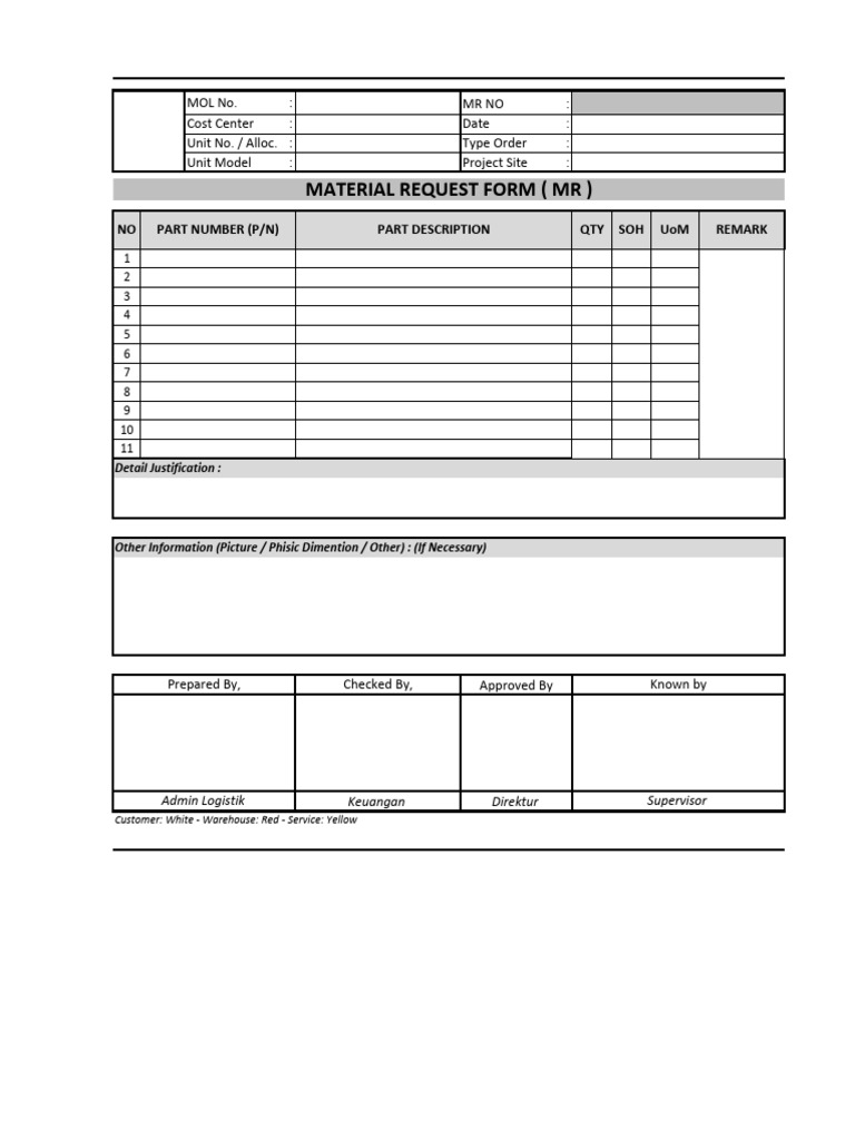 Form MR (Material Request) | PDF