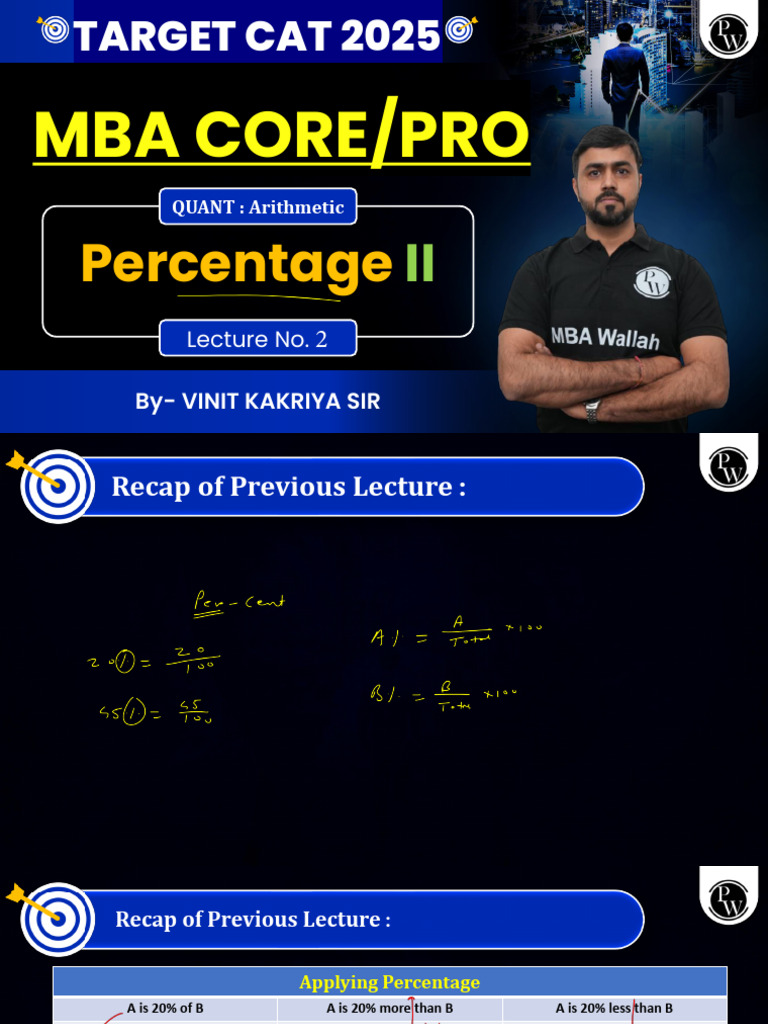 Arithmetic 02 Class Notes Percentages 2 | PDF