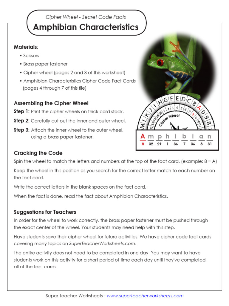 Cipher Wheel Amphibians FROGS | PDF | Amphibian | Tetrapods