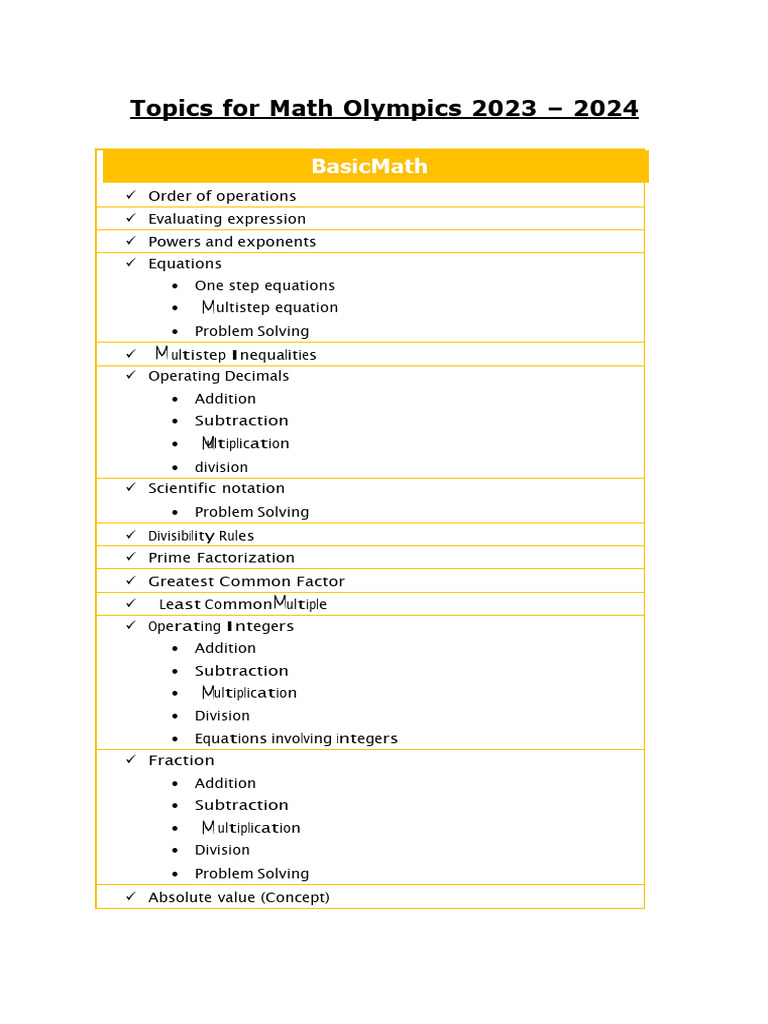 Topics Math Olympics Anepbh 2024-2025 | PDF | Trigonometric Functions ...