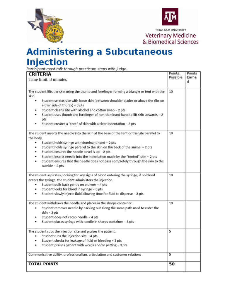 Administering A Subcutaneous Injection 2026 | PDF | Injection (Medicine ...