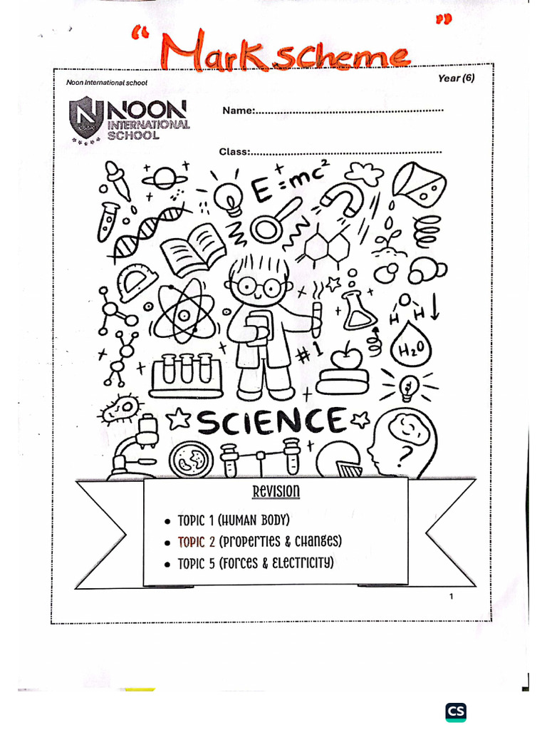 Science Revision Sheet Mark Sheme | PDF