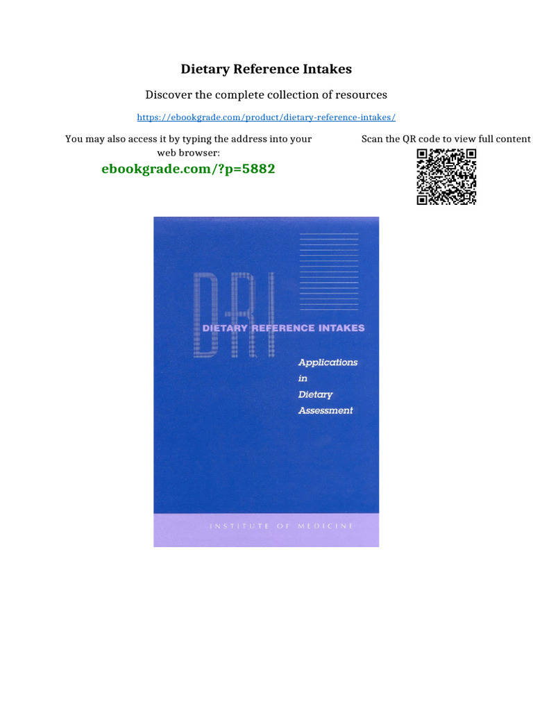 Dietary Reference Intakes Sample | PDF | Intellectual Property