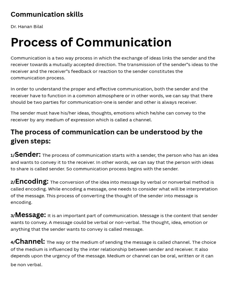 Process of Communication 20260121 161826 0000 | PDF | Communication ...