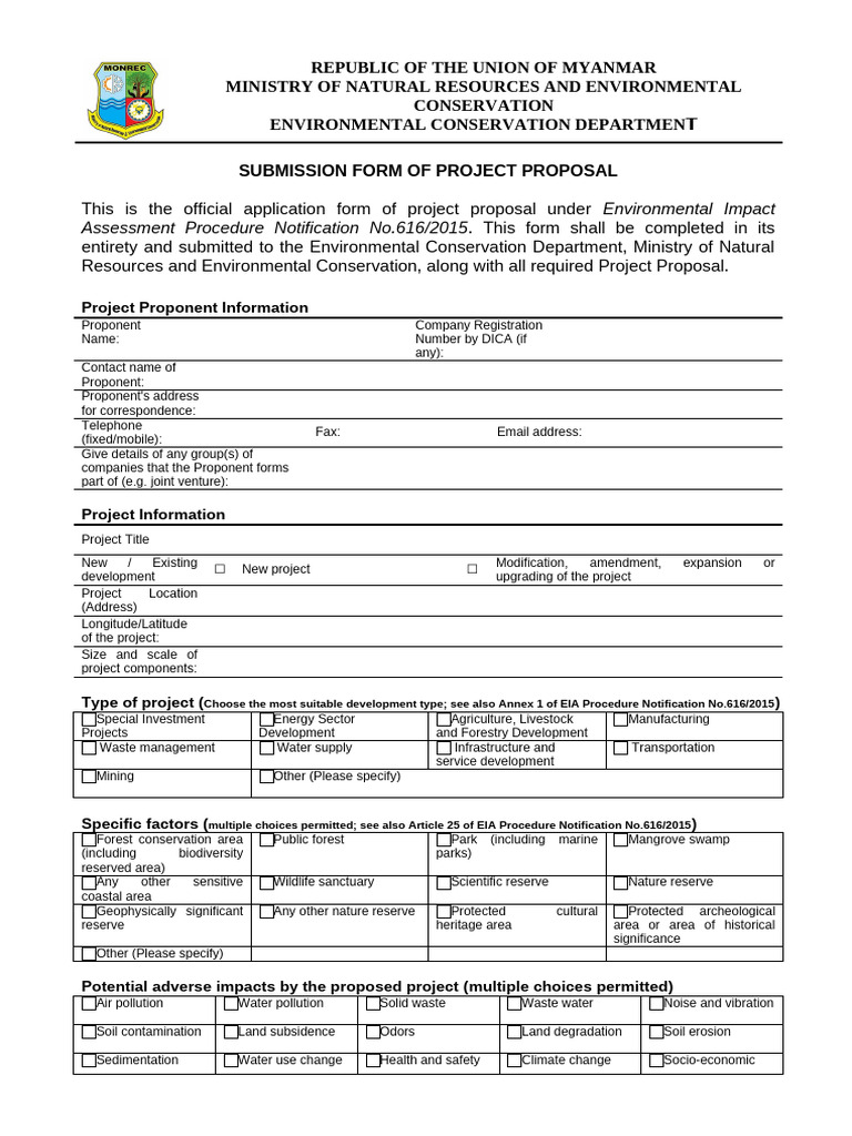 Submission Form (Update) | PDF | Environmental Impact Assessment ...