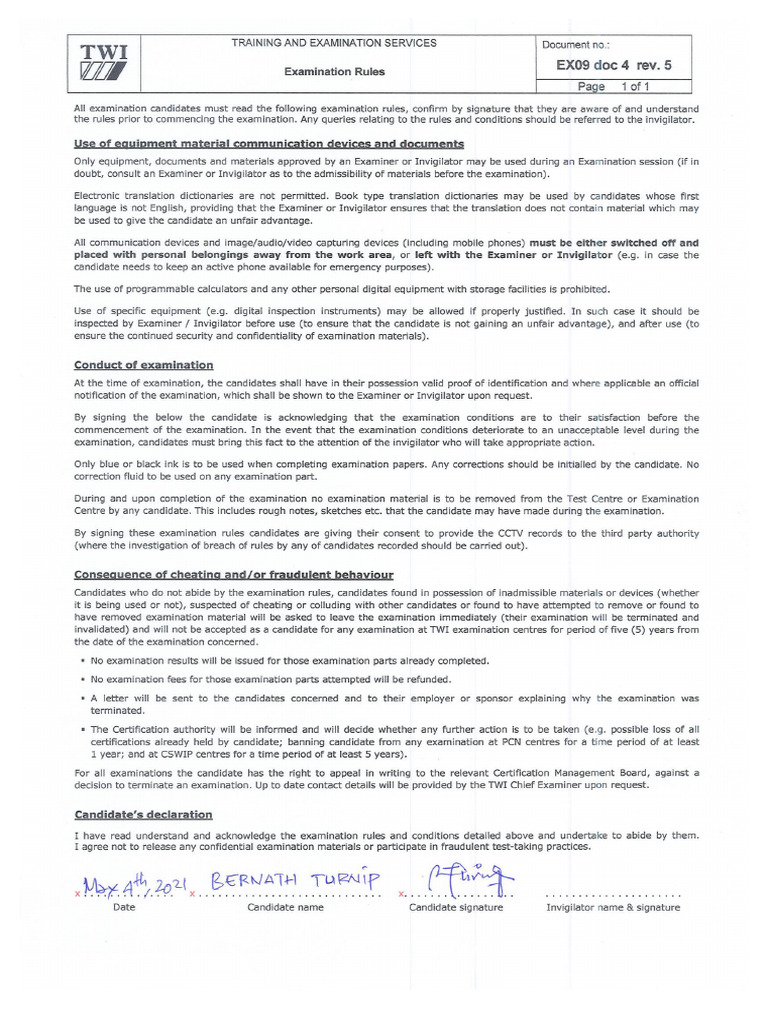 Examination Rules | PDF
