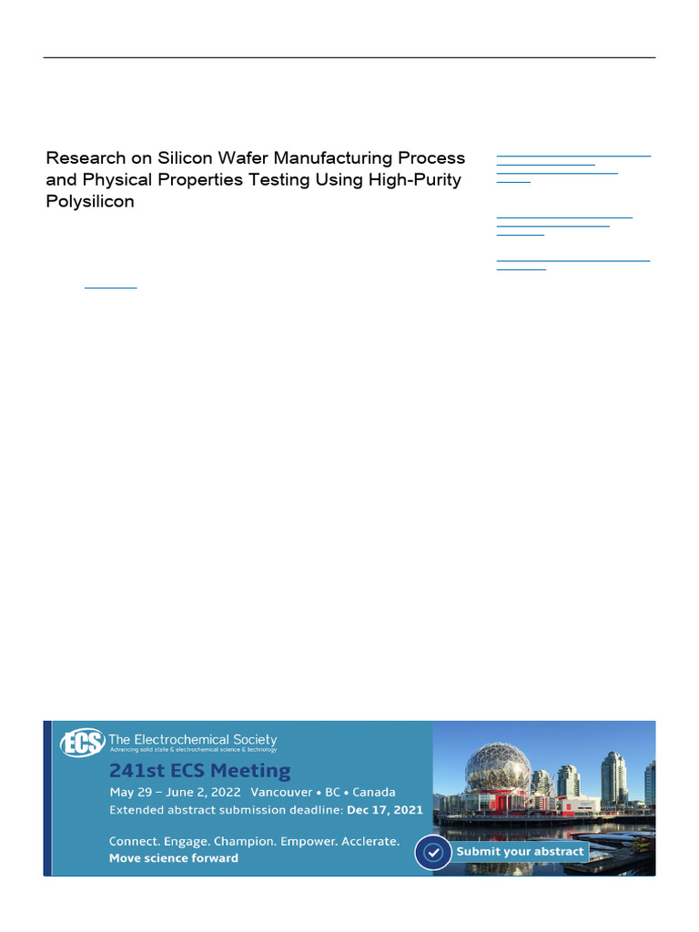 Research On Silicon Wafer Manufacturing Process An | PDF | Wafer ...
