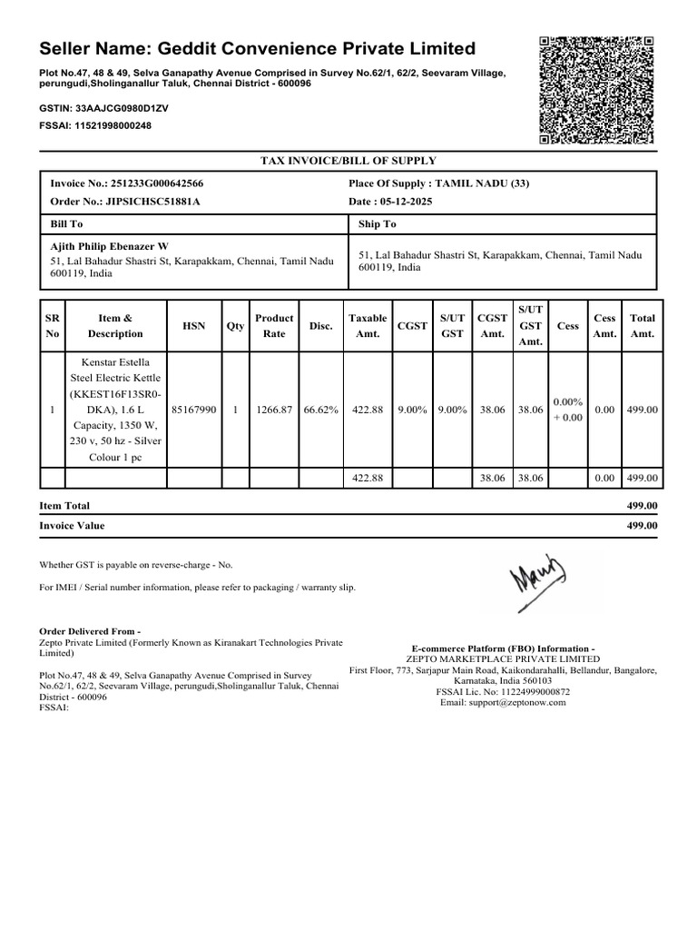 Zepto Invoice 1765108140163 1 | PDF | Trade | Sales