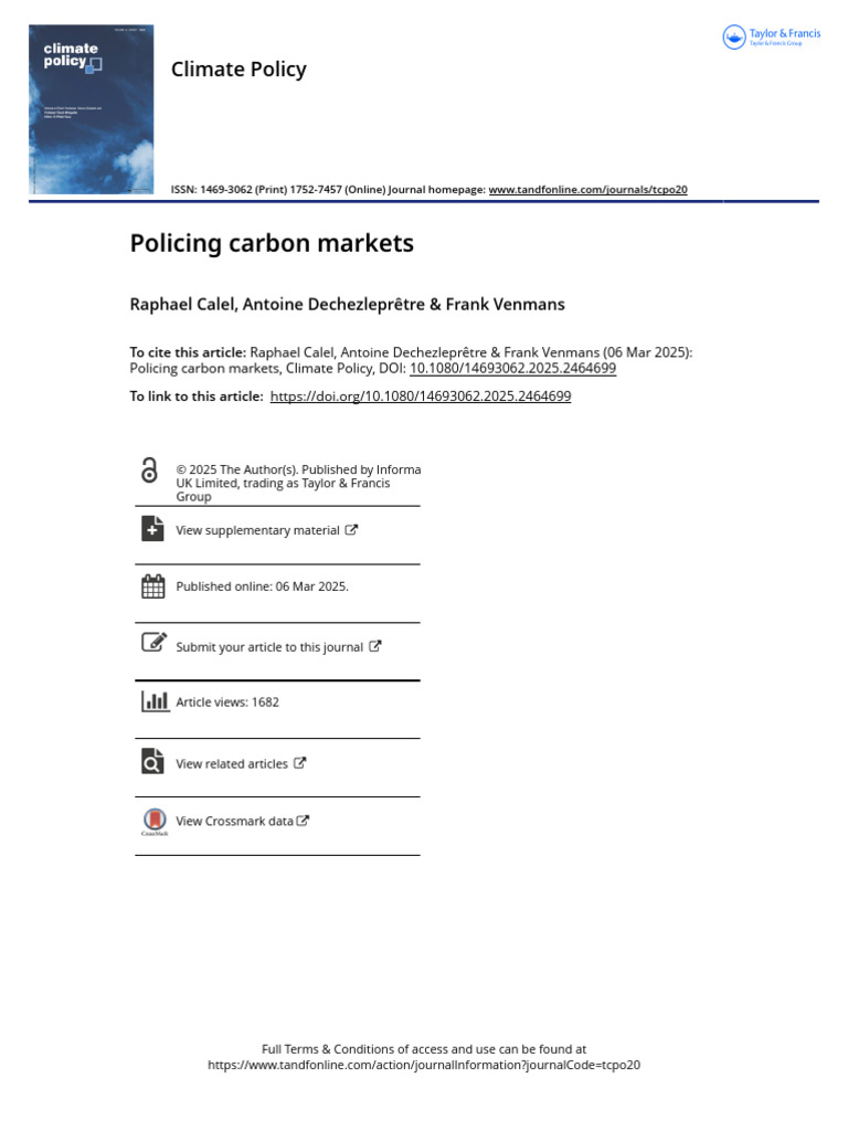 Policing Carbon Markets | PDF | Emissions Trading | Regulatory Compliance