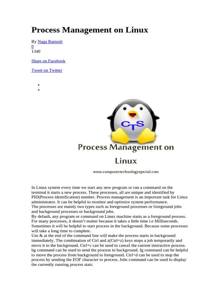 Process Management On Linux | PDF | Process (Computing) | Software