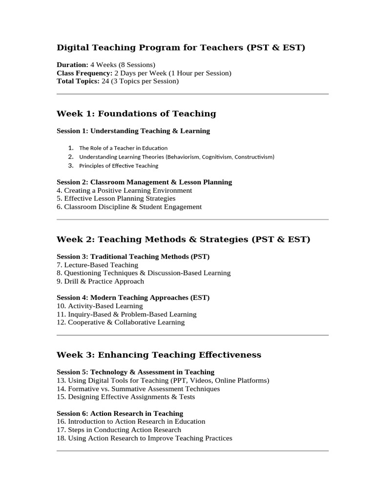 Digital Teaching Program For Teachers | PDF
