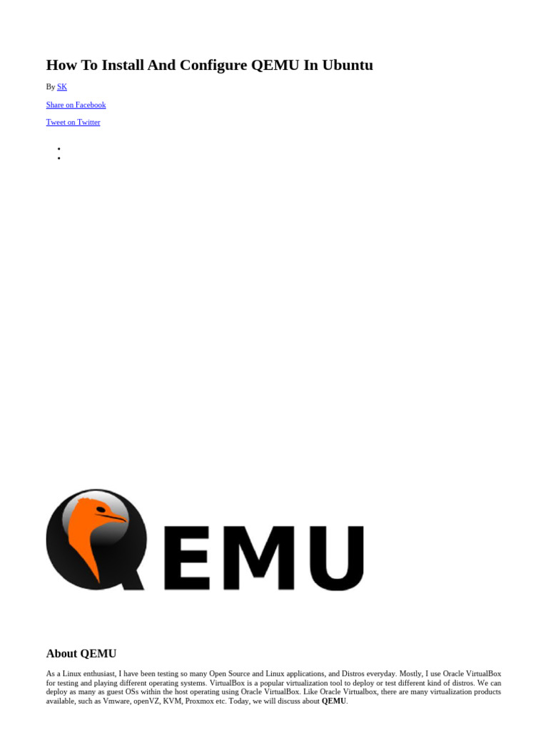 How To Install and Configure QEMU in Ubuntu | PDF | Virtual Machine ...