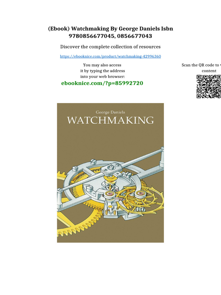 Ebook) Watchmaking by George Daniels ISBN 9780856677045