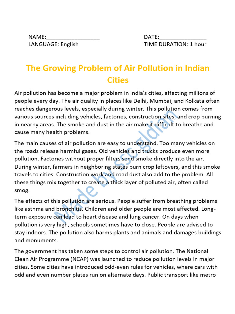 The Growing Problem of Air Pollution in Indian Cities Eng | PDF | Air ...