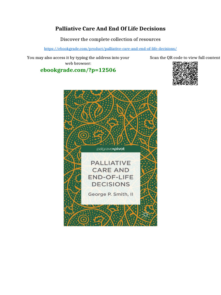 Palliative Care and End of Life Decisions Newest Edition 2025 | PDF ...