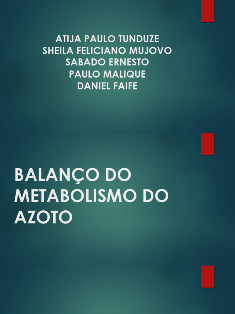 Balanco Do Metabolismo Do Azoto - 084839 | PDF | Nitrogênio | Metabolismo