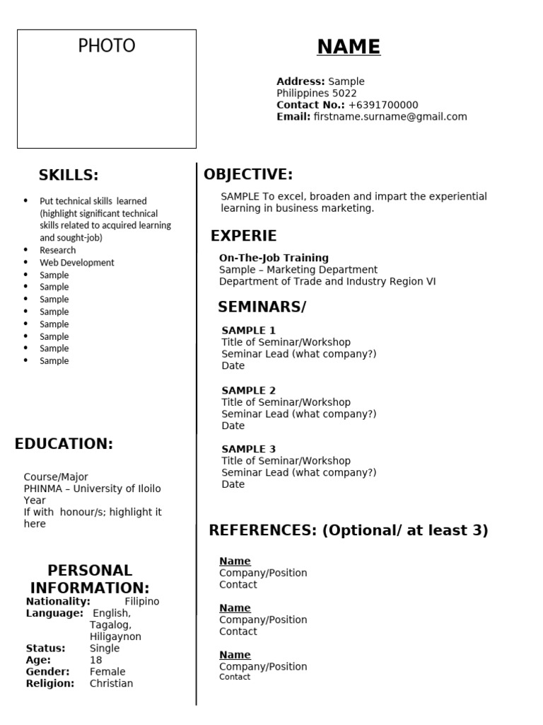 Standard Resume Template | PDF | Human Communication | Linguistics