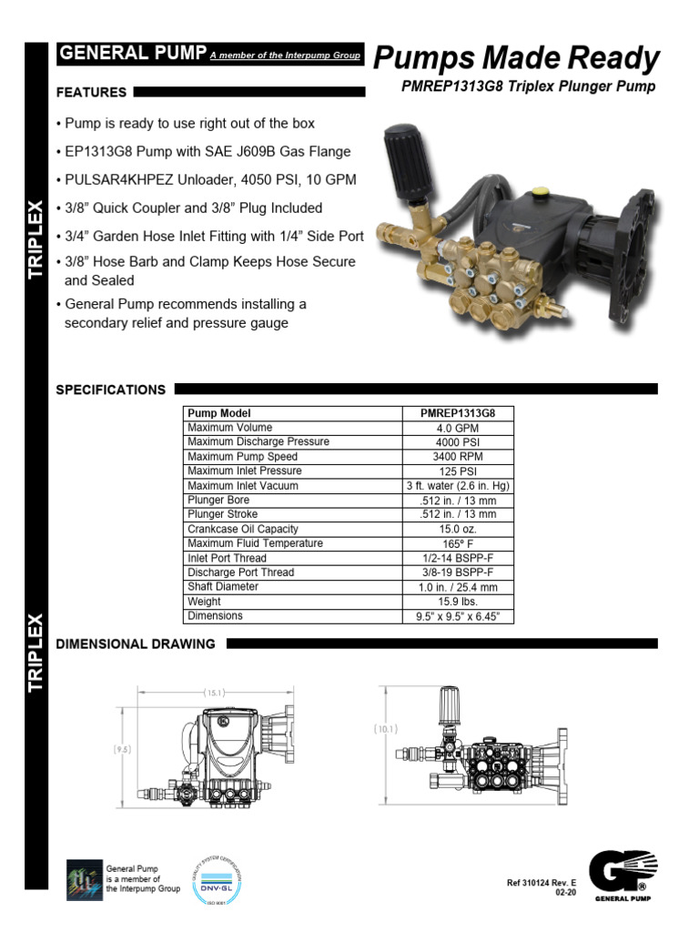 PMREP1313G8 General Pump | PDF | Pump | Mechanical Engineering