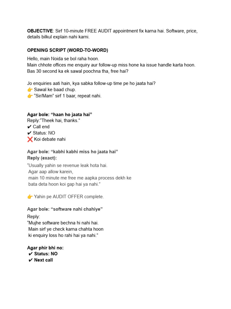 Free Audit Appointment Fix Script | PDF