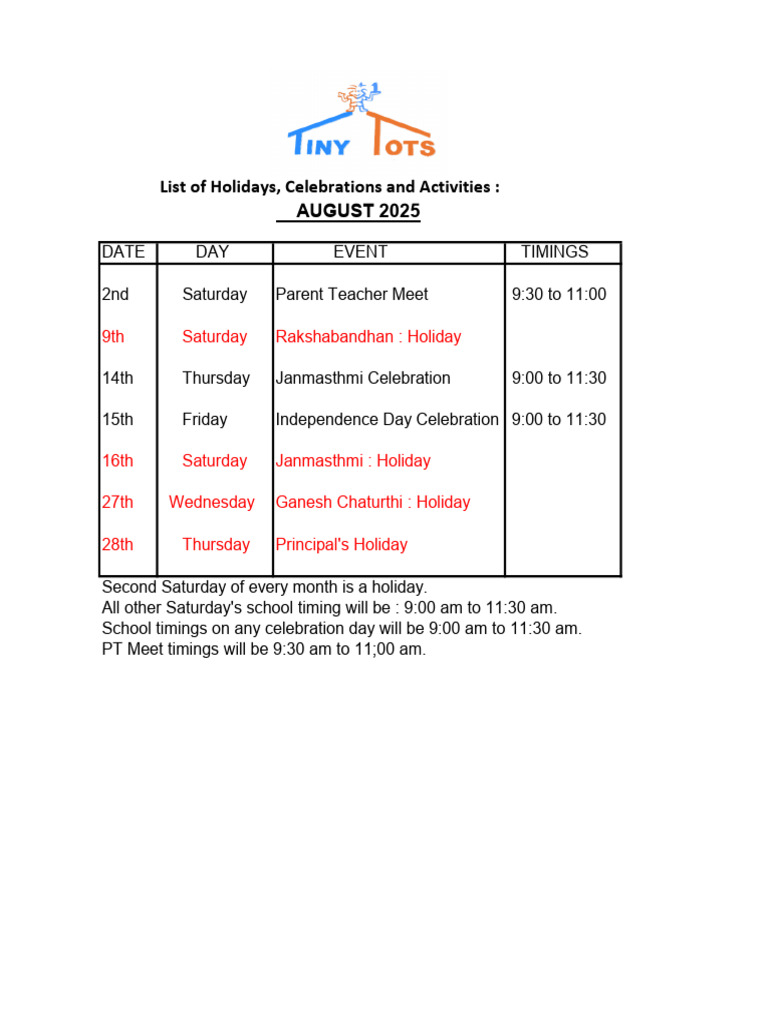August List of Holidays and Celebrations | PDF