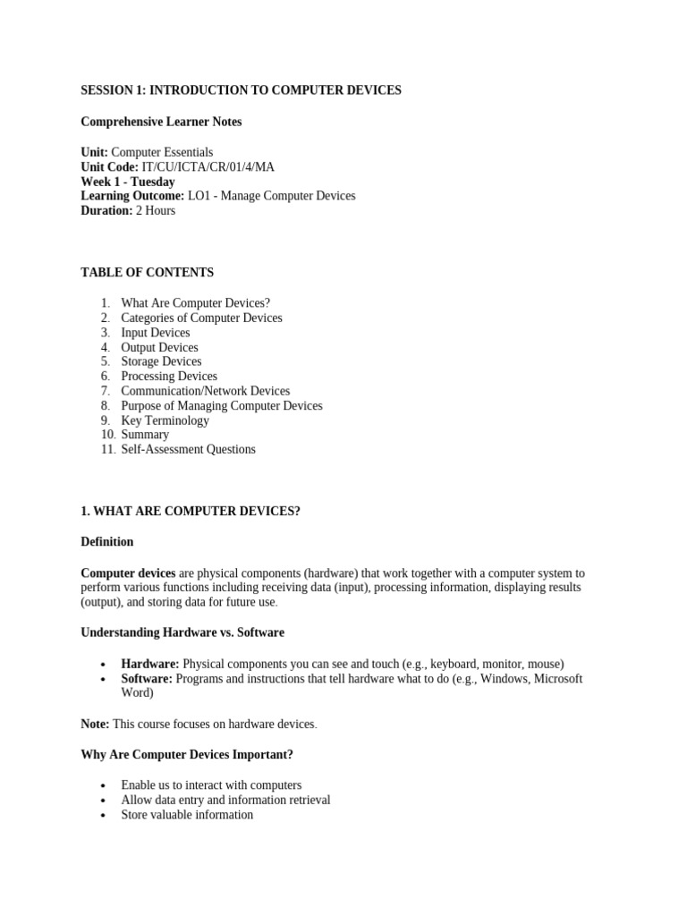 Session 1 Intro To Computer Devices-1 | PDF | Central Processing Unit ...