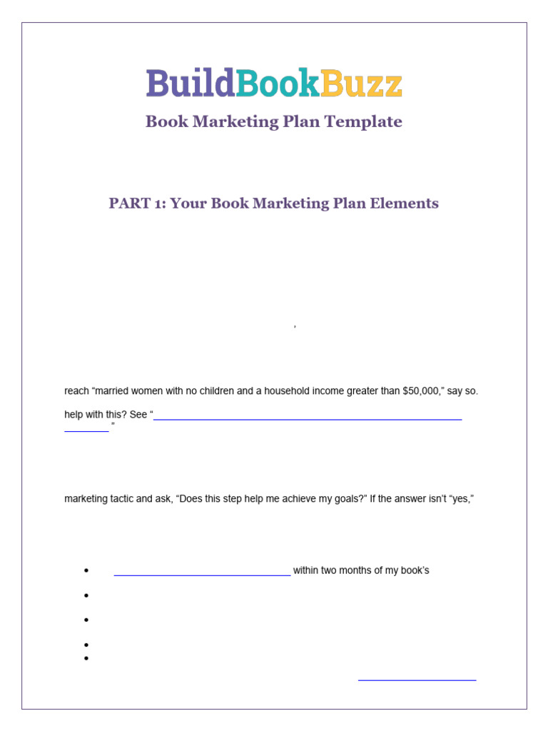 Printable Book Marketing Plan | PDF | Facebook | Marketing