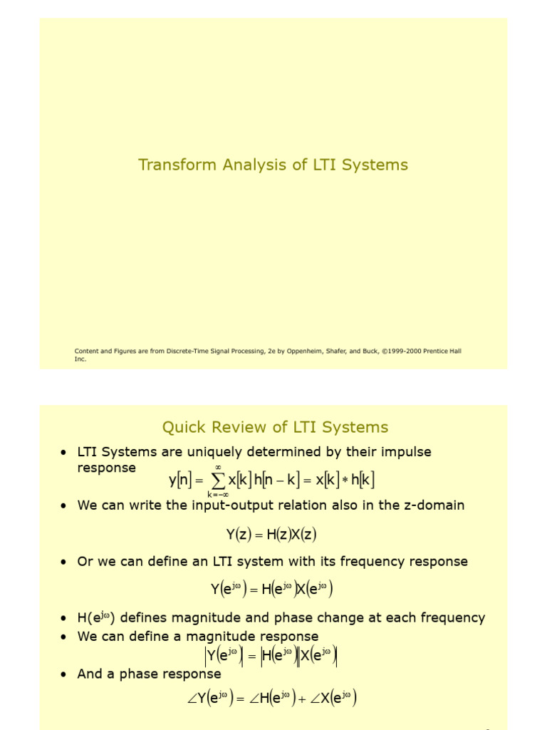 Lecture 3 Transform Analysis of LTI Systems | PDF | Telecommunications ...