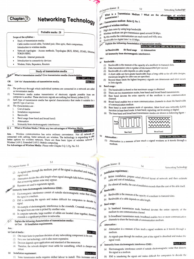 CS 2 Chapter 5-TPS | PDF | Transmission Medium | Computer Network